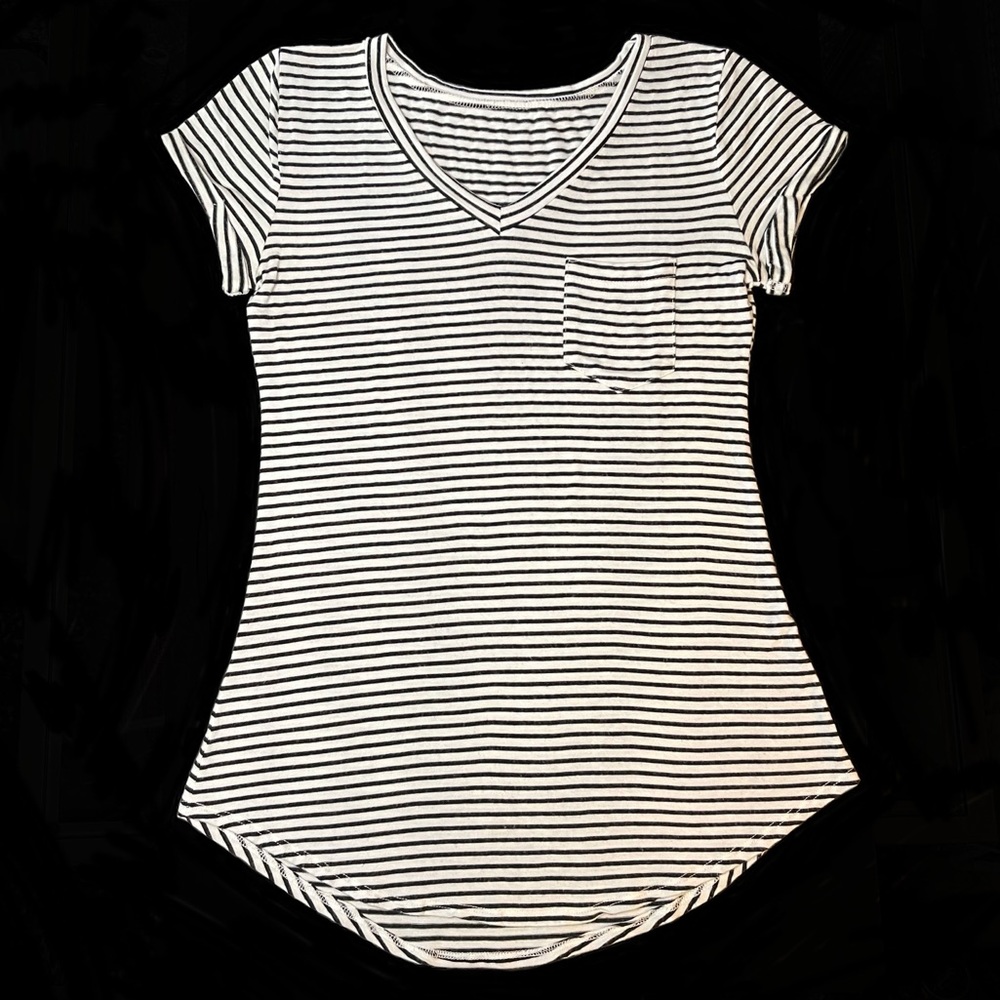 Striped V-neck Tee/Tunic
